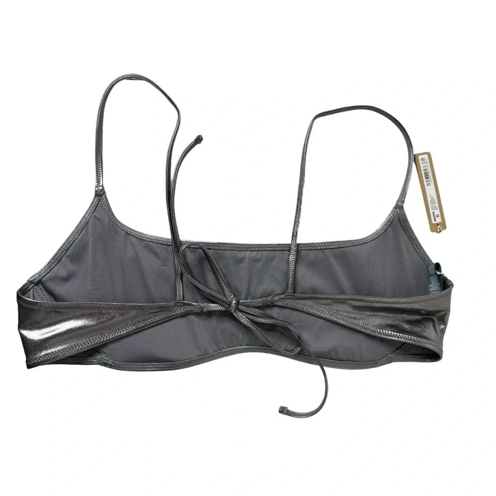 Skims Micro Scoop Bikini Top in‎ Carbon Metallic 3X